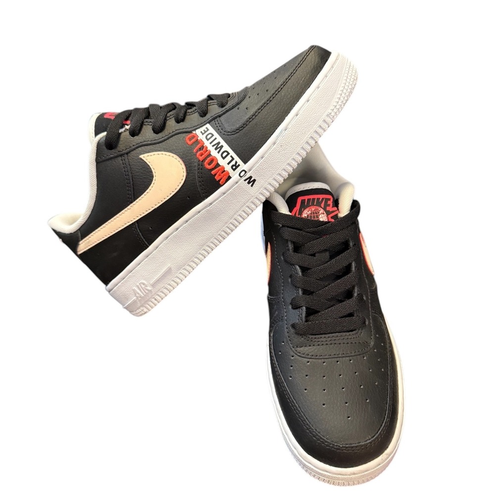 Nike Air Force 1 LV8 Worldwide Kids 6Y Black Crimson CN8536-001 Low Top